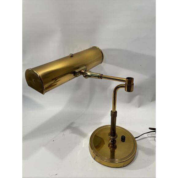 Vintage Underwriters Laboratories Portable Brass Piano Bankers Desk Lamp WORKS! - Picture 1 of 11